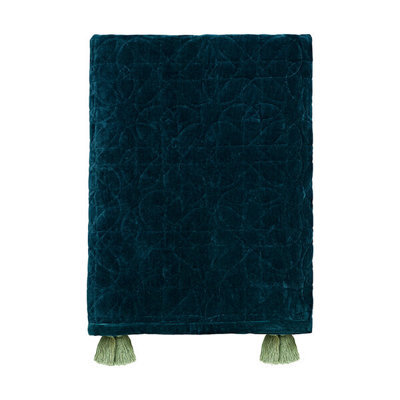 Morris & Co Honeysuckle And Tulip Quilted Throw 125 X 220Cm Teal
