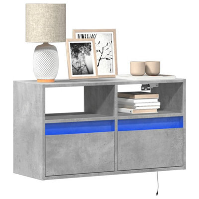 Berkfield Tv Wall Cabinet With Led Lights Concrete Grey 80X31X45 Cm - image 1