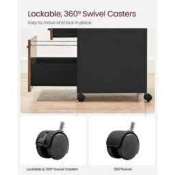 Songmics File Cabinet With Drawers, Rolling Office Filing Cabinet, Open Compartment, Steel, Industrial, Rustic Brown And Black - thumbnail 5