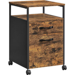 Songmics File Cabinet With Drawers, Rolling Office Filing Cabinet, Open Compartment, Steel, Industrial, Rustic Brown And Black - thumbnail 7