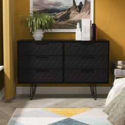 Anzio Matt Black Ash 6 Drawer Chest (H)737mm (W)1130mm (D)395mm - thumbnail 1