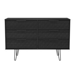 Anzio Matt Black Ash 6 Drawer Chest (H)737mm (W)1130mm (D)395mm - thumbnail 2