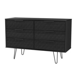 Anzio Matt Black Ash 6 Drawer Chest (H)737mm (W)1130mm (D)395mm - thumbnail 3