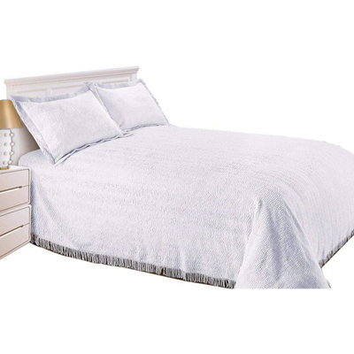 Just So Home Luxury Candlewick Bedspread Traditional Bed Throw (Double, White)