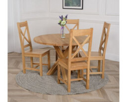 That's Furniture Oregon Round Oak Dining Table And 4 Chairs Dining Set With Berkeley Oak Chairs - thumbnail 3