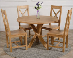 That's Furniture Oregon Round Oak Dining Table And 4 Chairs Dining Set With Berkeley Oak Chairs - thumbnail 2