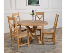That's Furniture Oregon Round Oak Dining Table And 4 Chairs Dining Set With Berkeley Oak Chairs - thumbnail 1