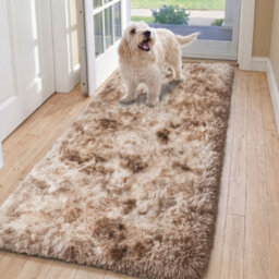 Oxford Homeware Shaggy Rug Anti-Slip Washable Soft Fluffy Living Room And Bedroom Rug (Mottled Beige, 60X220Cm) - thumbnail 1