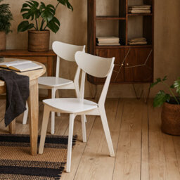 Wyld Haus Set Of 2 Saffron White Wooden Dining Chairs, Scandinavian Modern - thumbnail 2