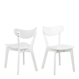 Wyld Haus Set Of 2 Saffron White Wooden Dining Chairs, Scandinavian Modern - thumbnail 3