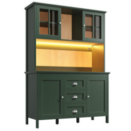 Btm Tall Sideboard With Led, 120X40X179Cm, 4 Doors And 3 Drawers, Black Or Green - thumbnail 9