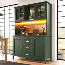 Btm Tall Sideboard With Led, 120X40X179Cm, 4 Doors And 3 Drawers, Black Or Green - thumbnail 2