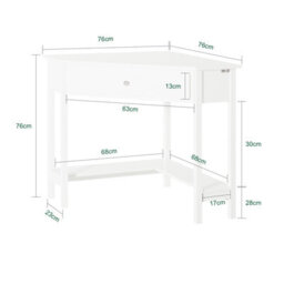 Sobuy Fwt31-W, Corner Desk, Triangle Computer Desk, Home Office Desk Workstation,white,w76Xd76Xh76.5 - thumbnail 3