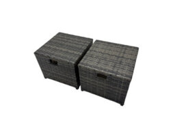Fimous Rattan Garden Outdoor Furniture Set Love Sofa Square Coffee Table Set With 3 Stools Dark Grey Mixed - thumbnail 7