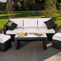 Primrose Living Luxury Rattan Iris 5 Seater Garden Furniture Sofa Set With Open Coffee Table In Stone - thumbnail 5