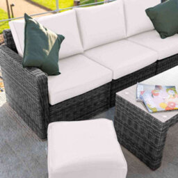 Primrose Living Luxury Rattan Iris 5 Seater Garden Furniture Sofa Set With Open Coffee Table In Stone - thumbnail 2