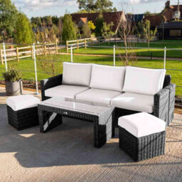 Primrose Living Luxury Rattan Iris 5 Seater Garden Furniture Sofa Set With Open Coffee Table In Stone - thumbnail 3
