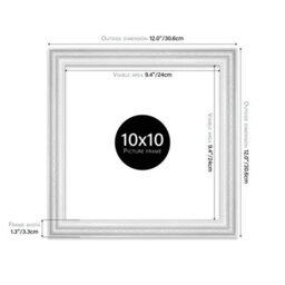 10X10 White Ornate Picture Frame (25.4 X 25.4Cm) Poster, Photo, Artwork, Gallery Wall Or Print - thumbnail 2