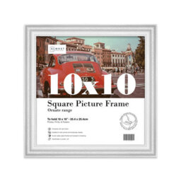 10X10 White Ornate Picture Frame (25.4 X 25.4Cm) Poster, Photo, Artwork, Gallery Wall Or Print - thumbnail 1