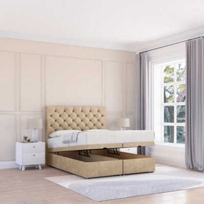 "Sloomy Mayfair Almond Coniston 5Ft Ottoman Bed End Opening With Sprung Memory Mattress & 26"" Headboard-King" - image 1