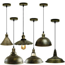 Led Pendant Light With Vintage Brass Shade, E27 Uk Holder, Slotted Socket - thumbnail 3