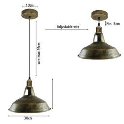 Led Pendant Light With Vintage Brass Shade, E27 Uk Holder, Slotted Socket - thumbnail 5