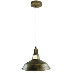 Led Pendant Light With Vintage Brass Shade, E27 Uk Holder, Slotted Socket - thumbnail 1