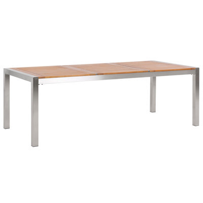 Beliani Garden Dining Table Grosseto 220 Cm 100 Cm Eucalyptus Wood Brown - image 1