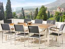 Beliani Garden Dining Table Grosseto 220 Cm 100 Cm Eucalyptus Wood Brown - thumbnail 2