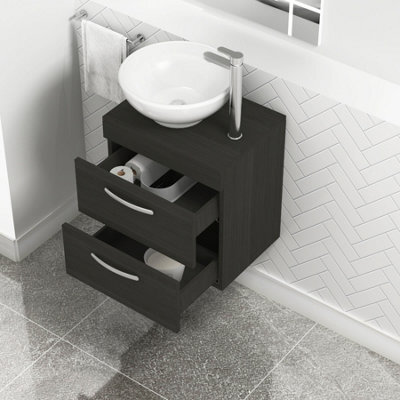 Royal Bathrooms 500mm Wall Hung Vanity Unit 2 Drawer Hale Black & Breeze Countertop Basin - image 1
