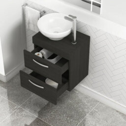 Royal Bathrooms 500mm Wall Hung Vanity Unit 2 Drawer Hale Black & Breeze Countertop Basin - thumbnail 3