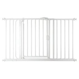 Safetots Pressure Fit Self Closing Stair Gate, 132.6Cm - 139.6Cm, White, Auto Closing Baby Gate, Safety Barrier - thumbnail 1