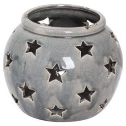 Hill Interiors Ceramic Star Candle Holder Grey (10Cm X 14Cm X 14Cm) - thumbnail 2