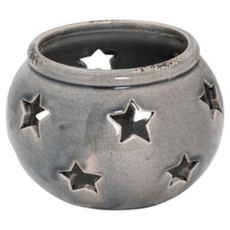 Hill Interiors Ceramic Star Candle Holder Grey (10Cm X 14Cm X 14Cm)