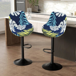 Bar Stool Cover With Backrest, Set Of 2, Stretchable Curved Cover, High Stools For Kitchen - thumbnail 6