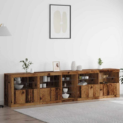 Berkfield Sideboard With Led Lights Old Wood 283X37X67 Cm Engineered Wood - image 1