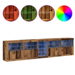 Berkfield Sideboard With Led Lights Old Wood 283X37X67 Cm Engineered Wood - thumbnail 4