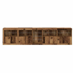 Berkfield Sideboard With Led Lights Old Wood 283X37X67 Cm Engineered Wood - thumbnail 5