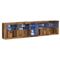 Berkfield Sideboard With Led Lights Old Wood 283X37X67 Cm Engineered Wood - thumbnail 3