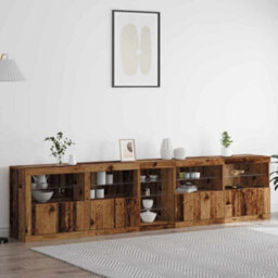 Berkfield Sideboard With Led Lights Old Wood 283X37X67 Cm Engineered Wood - thumbnail 1