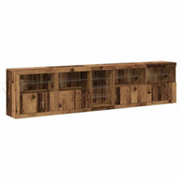 Berkfield Sideboard With Led Lights Old Wood 283X37X67 Cm Engineered Wood - thumbnail 2