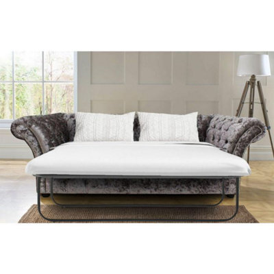 Chesterfield Handmade 3 Seater Sofa Bed Senso Fossil Velvet Fabric In Balmoral Style