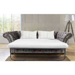 Chesterfield Handmade 3 Seater Sofa Bed Senso Fossil Velvet Fabric In Balmoral Style