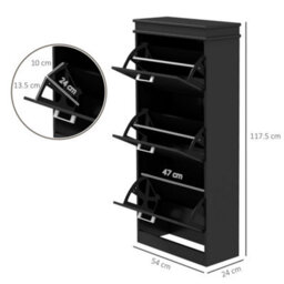 Homcom Slim Shoe Storage Cabinet With 3 Flip Drawers For Entryway, Black - thumbnail 3