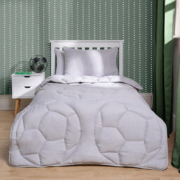 OHS Coverless 7.5 Tog Football Duvet Cover Pillowcase Embossed Set, Grey - Single