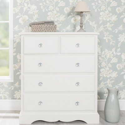 Statement Furniture Romance Antique White 2 Over 3 Chest Of Drawers With Crystal Handles - image 1