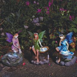 3 X Solar Powered Fairy Design Spotlights - Weatherproof Outdoor Garden Illuminated Figurine Ornament Lights - Each H15 X 11Cm Dia - thumbnail 2