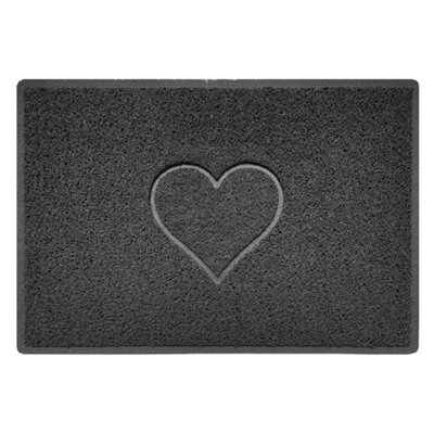 Nicoman Dark Grey Heart Embossed Spaghetti Coil Door Mat Dirt-Trapper Washable Barrier Doormat 90Cm X 60Cm - image 1