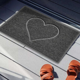 Nicoman Dark Grey Heart Embossed Spaghetti Coil Door Mat Dirt-Trapper Washable Barrier Doormat 90Cm X 60Cm - thumbnail 2