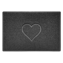 Nicoman Dark Grey Heart Embossed Spaghetti Coil Door Mat Dirt-Trapper Washable Barrier Doormat 90Cm X 60Cm - thumbnail 1